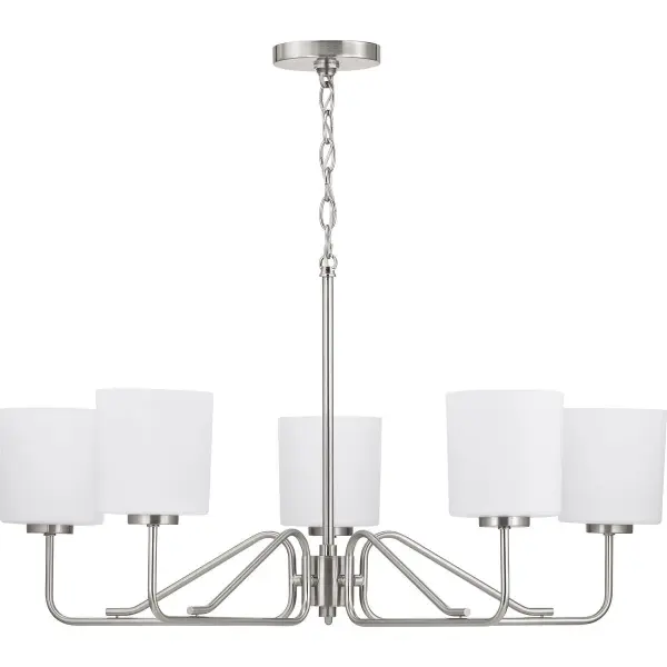 Tobin Five-Light Etched White Glass Chandelier
