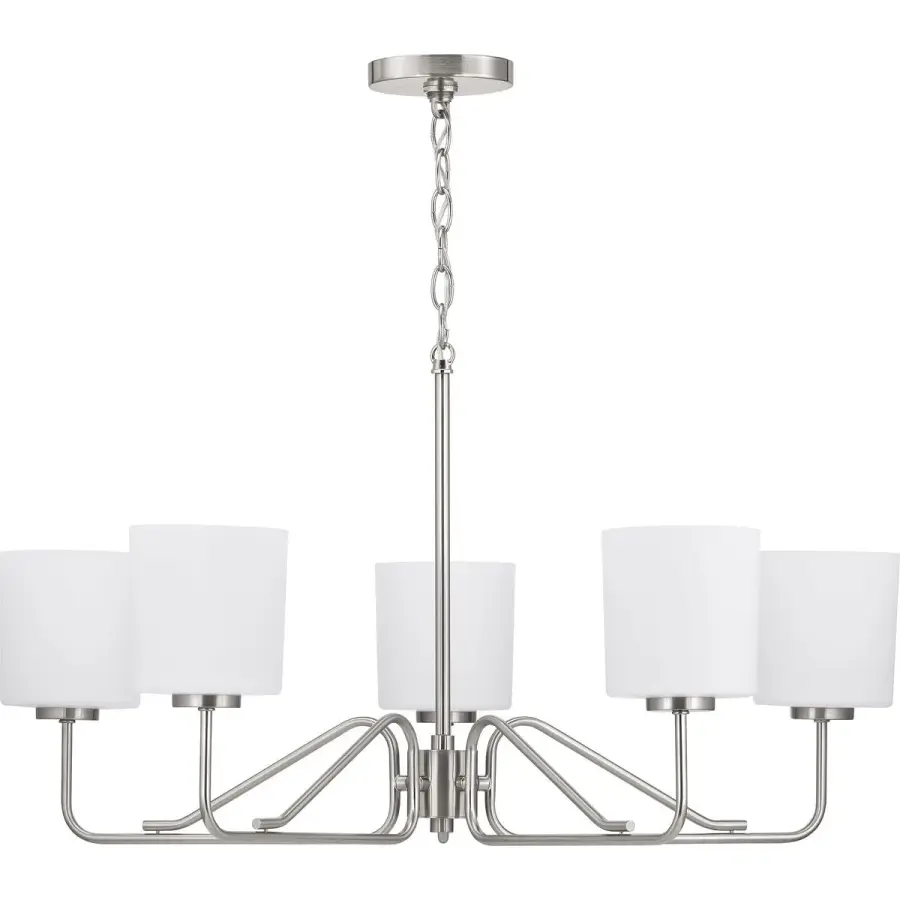 Tobin Five-Light Etched White Glass Chandelier