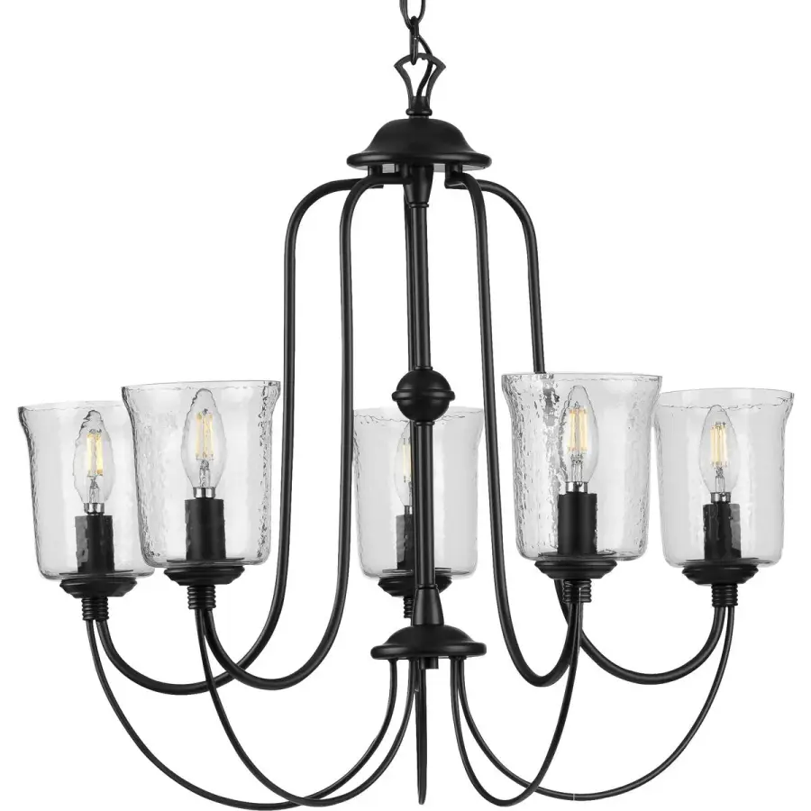 Bowman Five-Light Clear Chiseled Glass Chandelier - Image 2