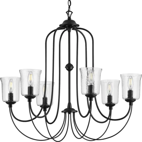 Bowman Six-Light Clear Chiseled Glass Chandelier - Image 2