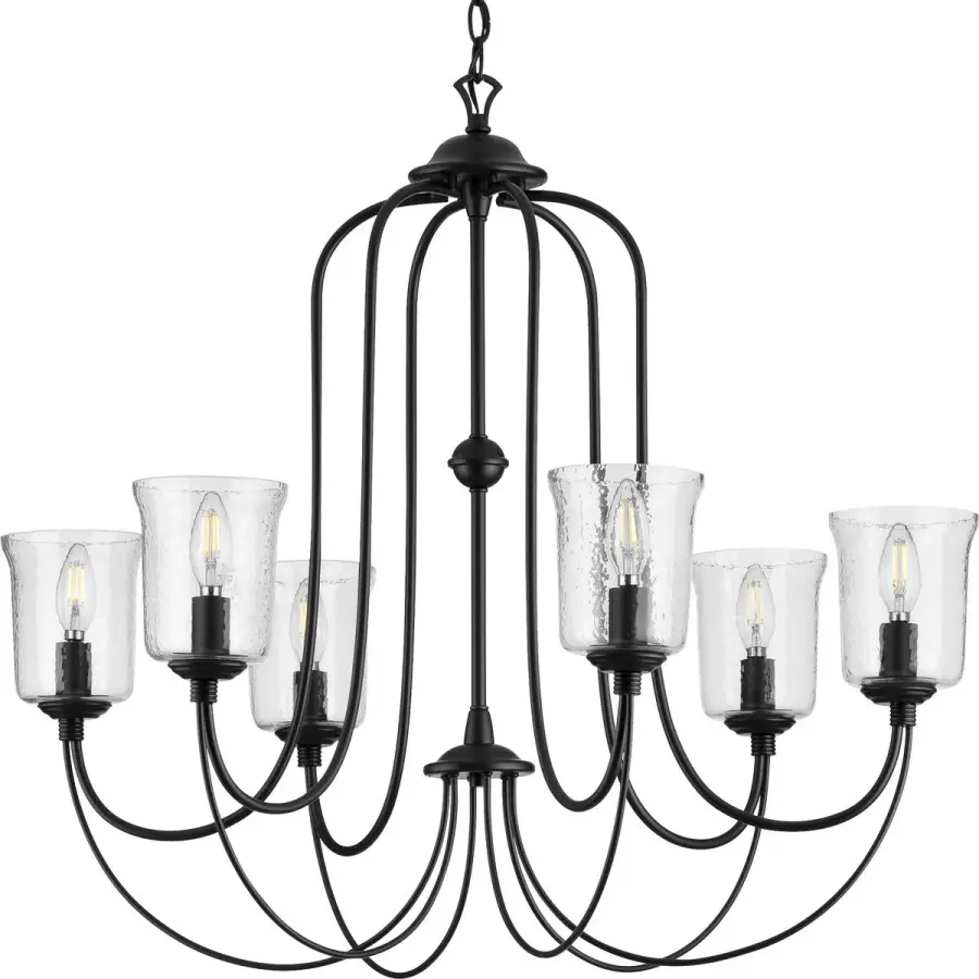 Bowman Six-Light Clear Chiseled Glass Chandelier - Image 2