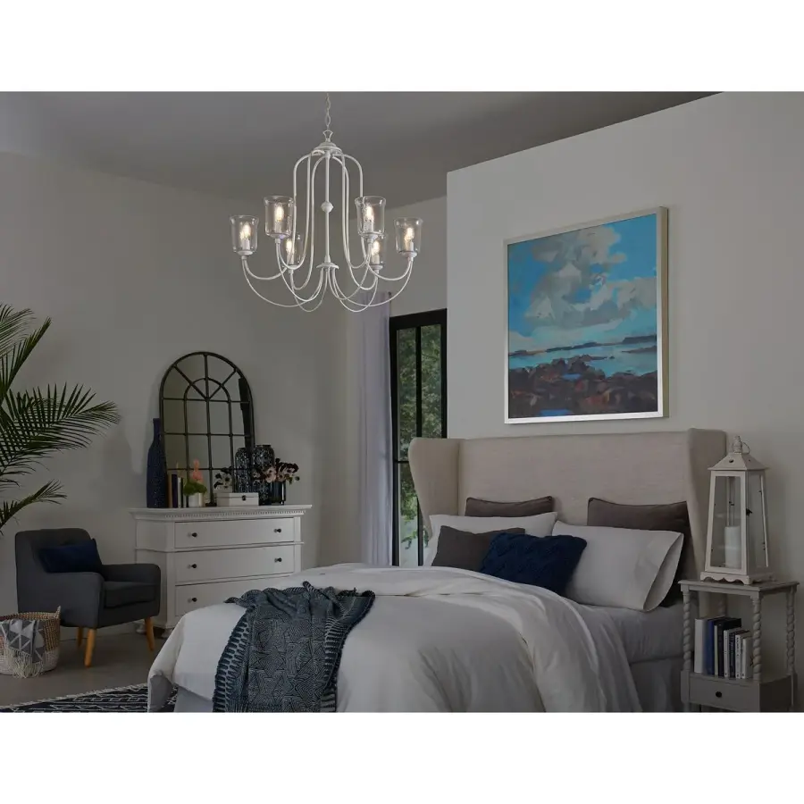Bowman Six-Light Clear Chiseled Glass Chandelier - Image 3