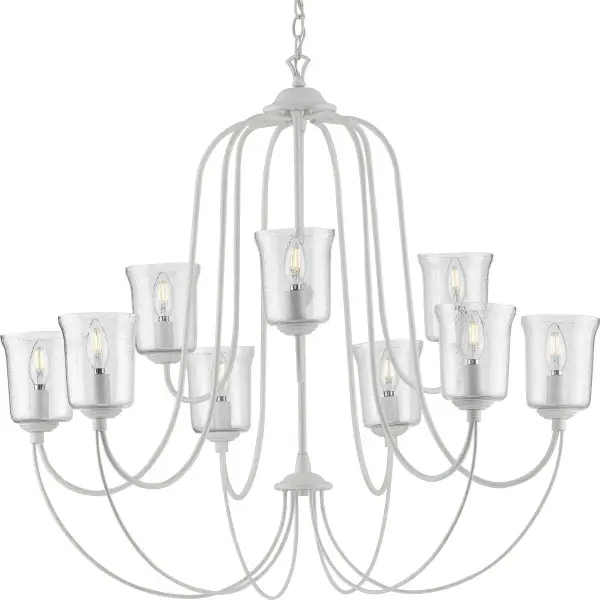 Bowman Nine-Light Clear Chiseled Glass Chandelier - Image 1