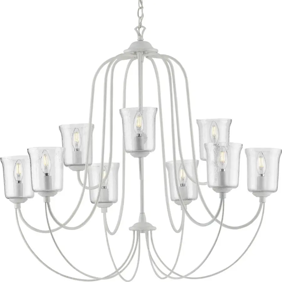 Bowman Nine-Light Clear Chiseled Glass Chandelier - Image 1