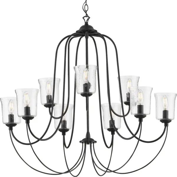 Bowman Nine-Light Clear Chiseled Glass Chandelier - Image 2
