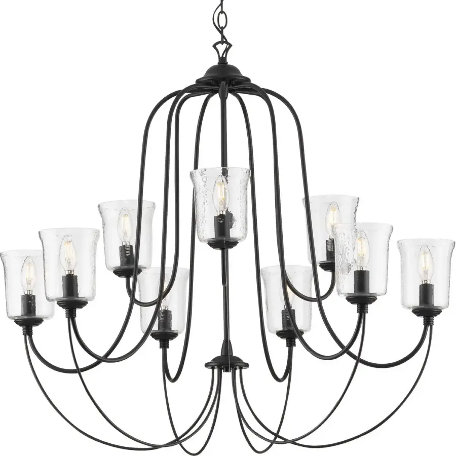 Bowman Nine-Light Clear Chiseled Glass Chandelier - Image 2