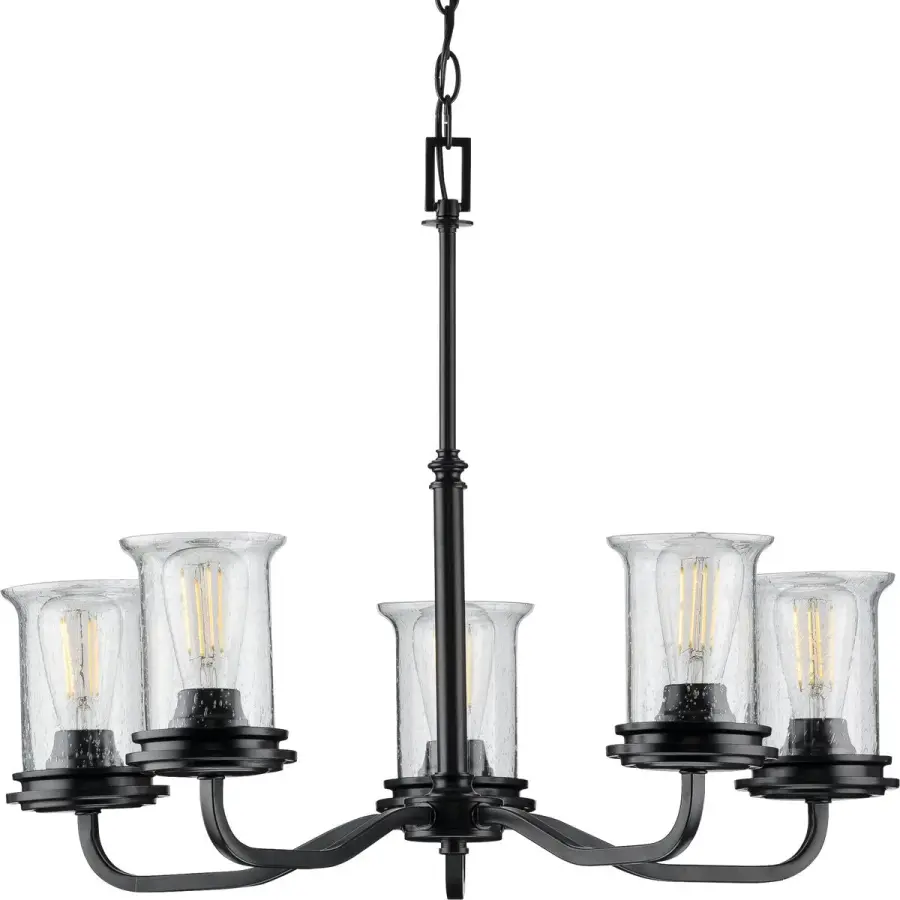Winslett Five-Light Clear Seeded Glass Chandelier - Image 1