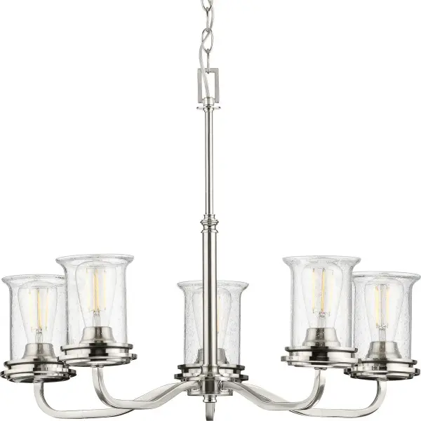 Winslett Five-Light Clear Seeded Glass Chandelier - Image 2