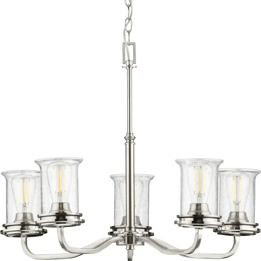 Winslett Five-Light Clear Seeded Glass Chandelier - Image 2
