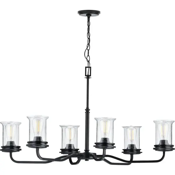 Winslett Six-Light Clear Seeded Glass Chandelier - Image 1