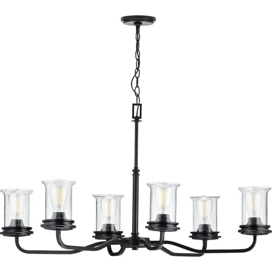 Winslett Six-Light Clear Seeded Glass Chandelier - Image 1