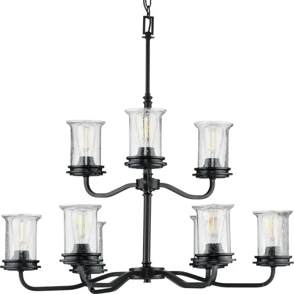 Winslett Nine-Light Clear Seeded Glass Chandelier - Image 1