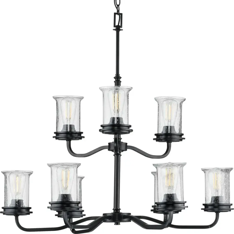 Winslett Nine-Light Clear Seeded Glass Chandelier - Image 1