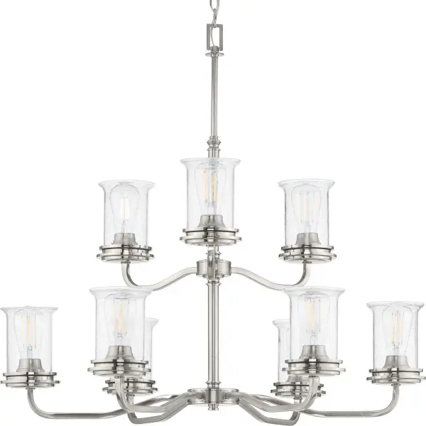 Winslett Nine-Light Clear Seeded Glass Chandelier - Image 2