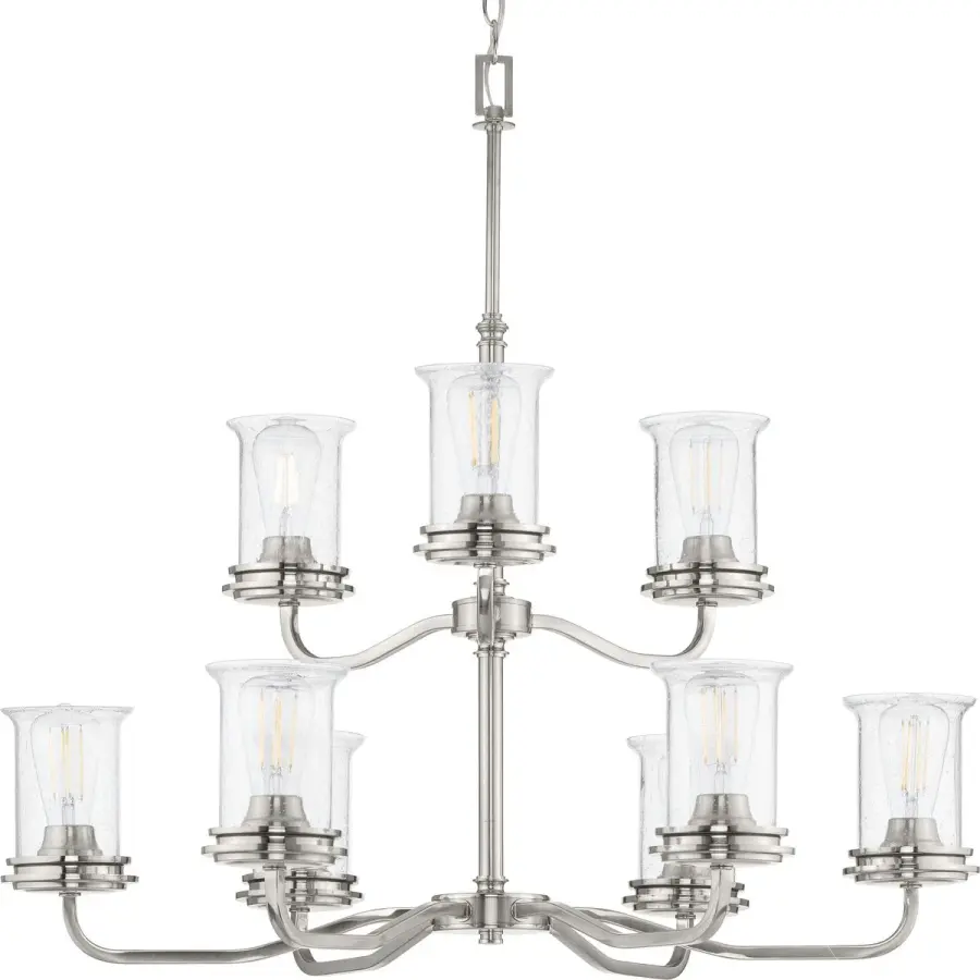 Winslett Nine-Light Clear Seeded Glass Chandelier - Image 2
