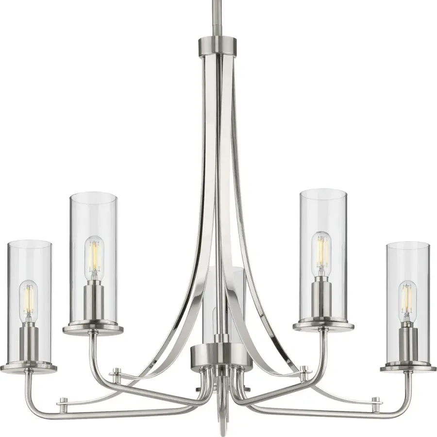 Riley Collection Five-Light Clear Glass Chandelier - Image 1