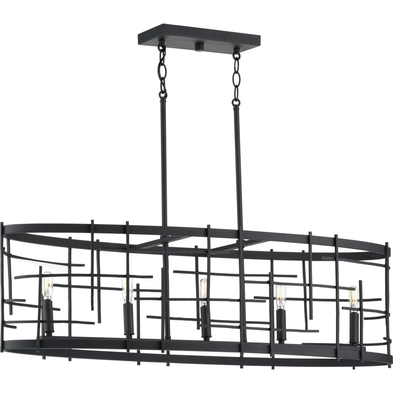 Torres Five Light Island Chandelier in Textured Black
