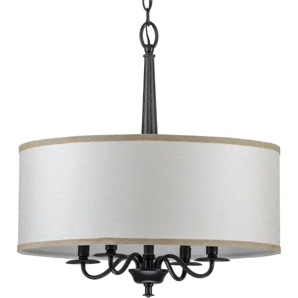 Durrell Four-Light Sailcloth Linen Fabric Shade Chandelier - Image 1