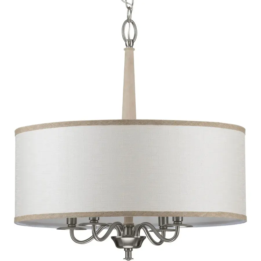 Durrell Four-Light Sailcloth Linen Fabric Shade Chandelier - Image 2