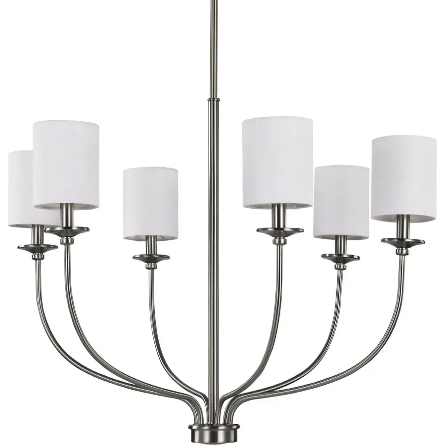 Bonita Six-Light White Linen Fabric Shade Chandelier - Image 1