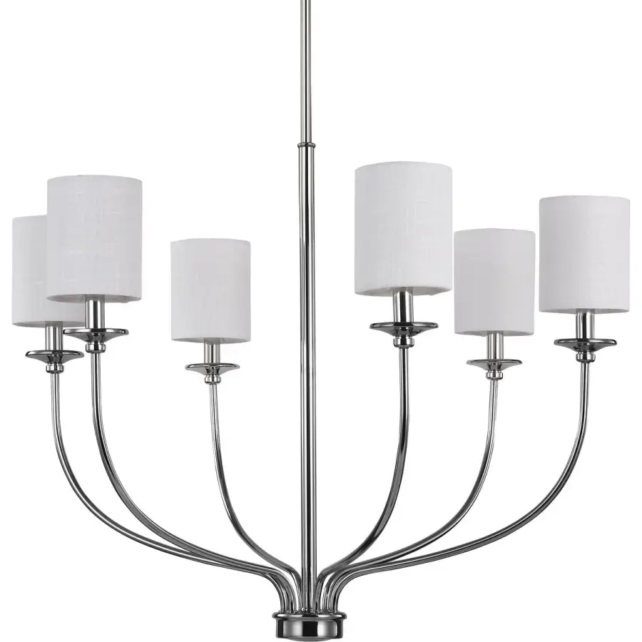Bonita Six-Light White Linen Fabric Shade Chandelier - Image 2