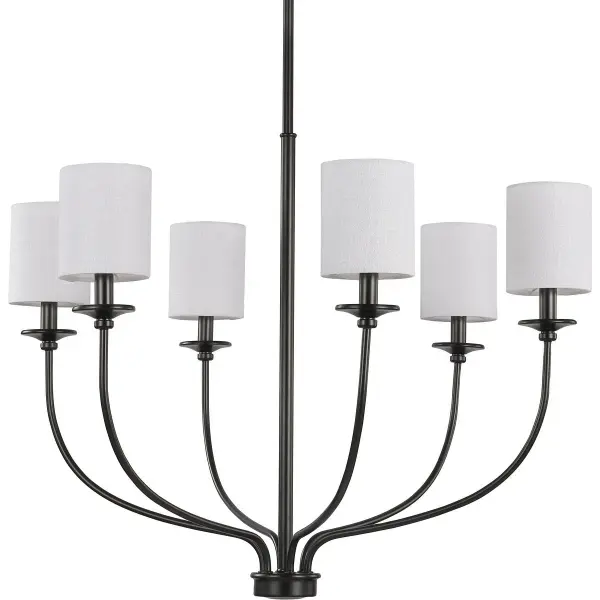 Bonita Six-Light White Linen Fabric Shade Chandelier - Image 3