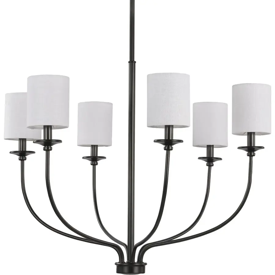 Bonita Six-Light White Linen Fabric Shade Chandelier - Image 3