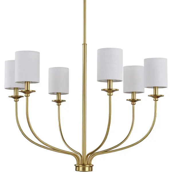 Bonita Six-Light White Linen Fabric Shade Chandelier - Image 4