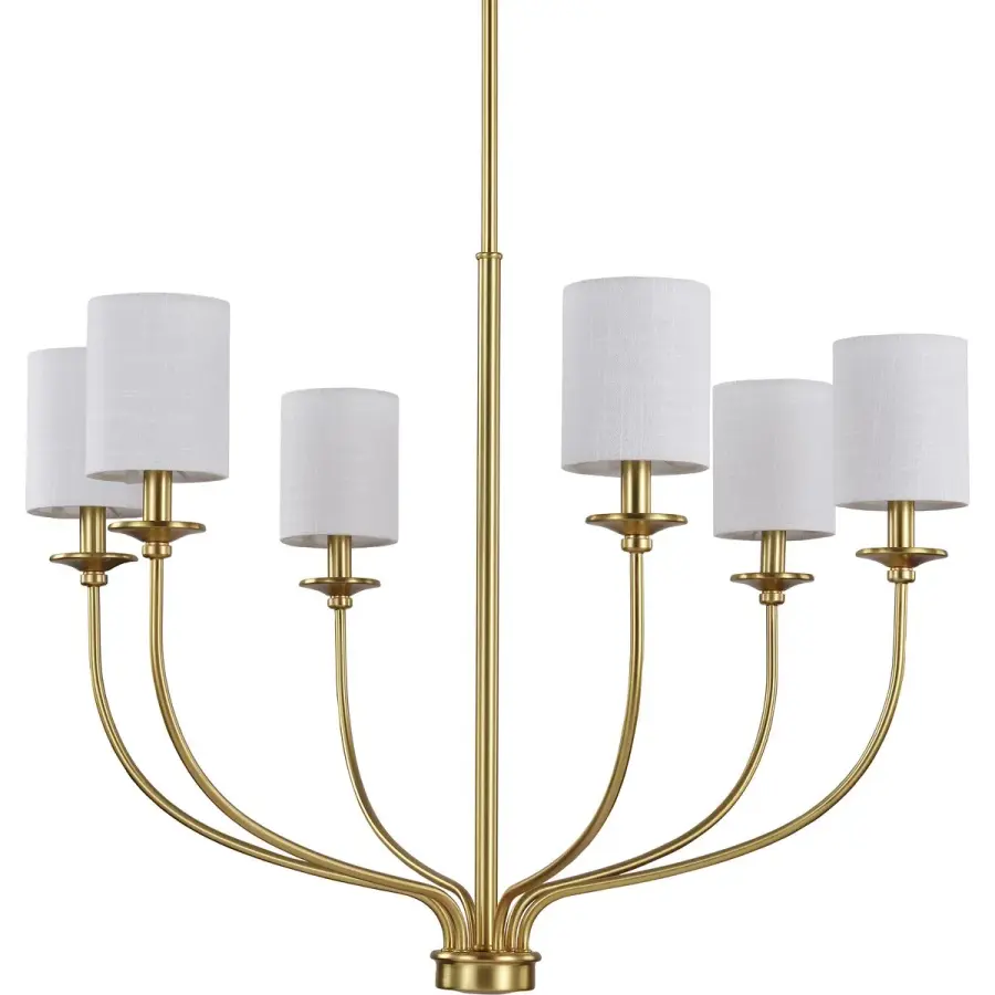 Bonita Six-Light White Linen Fabric Shade Chandelier - Image 4