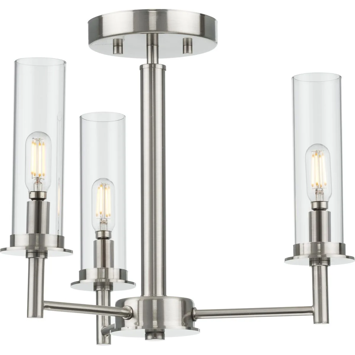 Kellwyn Three-Light Clear Glass Convertible Semi-Flush Ceiling Light