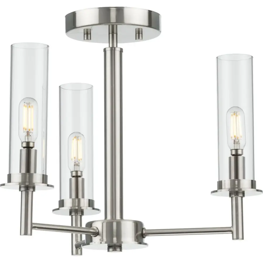 Kellwyn Three-Light Clear Glass Convertible Semi-Flush Ceiling Light - Image 1