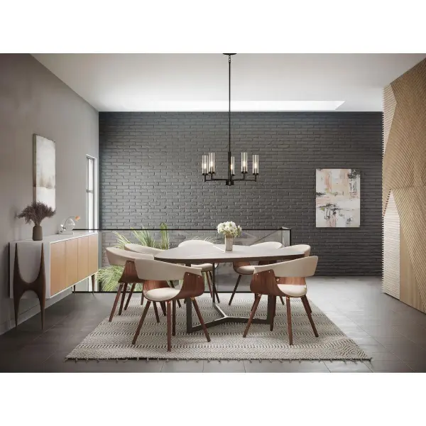 Elegant Five-Light Chandelier with Clear Glass and Brushed Nickel Finish - Image 5