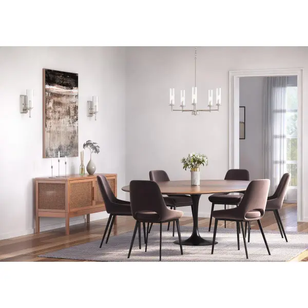 Elegant Five-Light Chandelier with Clear Glass and Brushed Nickel Finish - Image 6