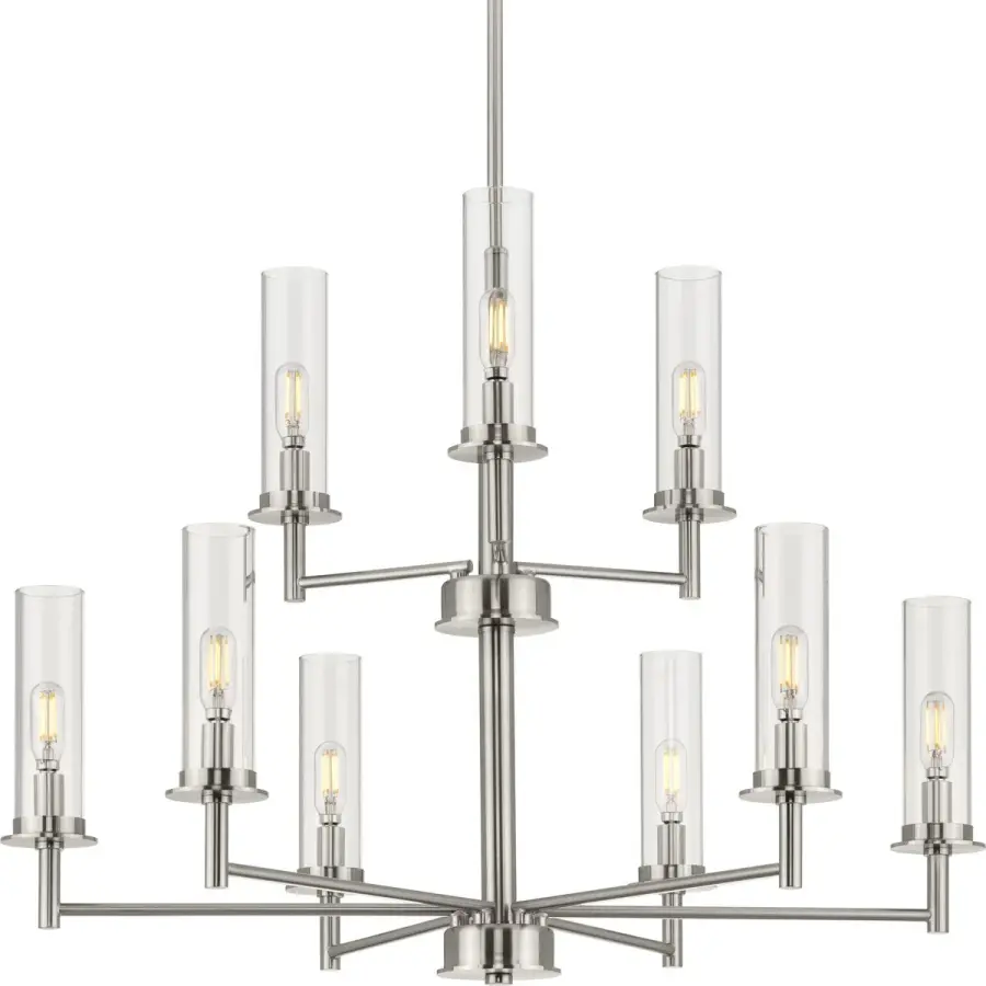 Kellwyn Nine-Light Clear Glass Chandelier - Image 1