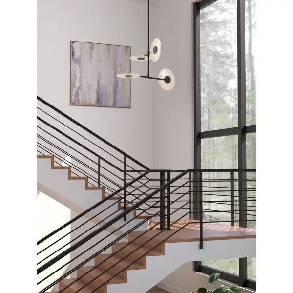 Modern Four-Light LED Chandelier with Mid-Century Flair - Image 4