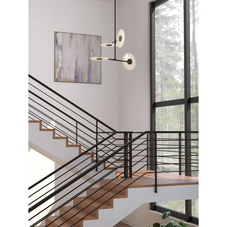 Modern Four-Light LED Chandelier with Mid-Century Flair - Image 4