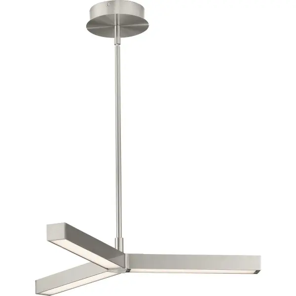 The Planck LED Chandelier combines modern minimalist aesthetics with integrated LED technology. Its brushed nickel finish and clean lines make it versatile for dining rooms and kitchen islands while meeting California Title 24 standards.