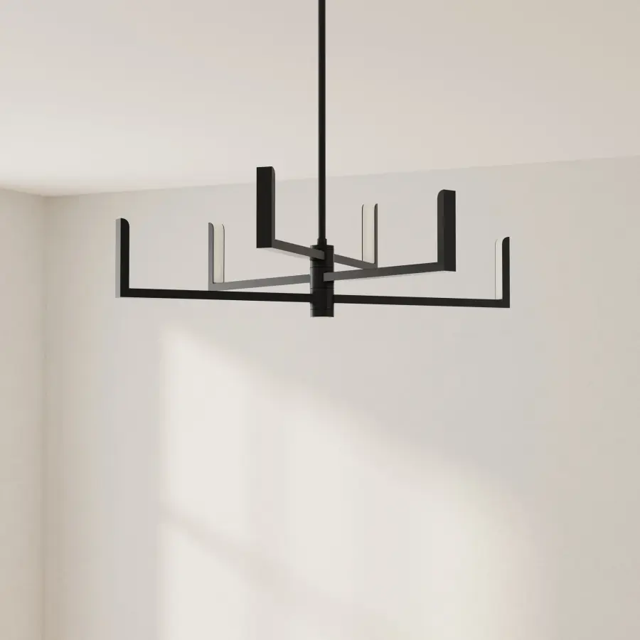 Pivot LED Six-Light Chandelier with Downlight - Image 1