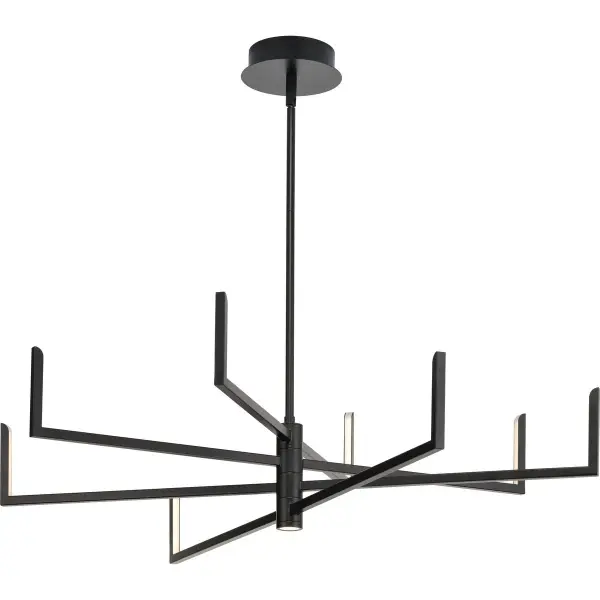 The Pivot LED Chandelier combines contemporary design with practical downlight functionality. Its sleek black finish and integrated LED technology make it ideal for modern and transitional spaces seeking energy-efficient lighting.