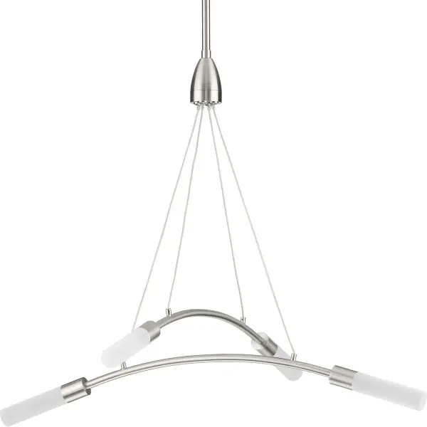 The Kylo LED chandelier combines mid-century modern aesthetics with contemporary LED technology. Four frosted acrylic shades provide soft, diffused illumination while the black finish adds bold contrast to any space.