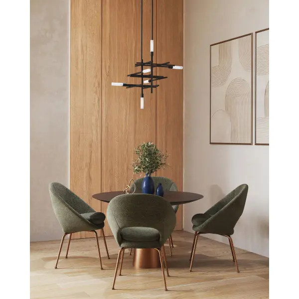 The Quadrant LED Chandelier brings contemporary sophistication with its geometric six-light design and energy-efficient LED technology. Perfect for modern dining spaces and kitchen islands, featuring JA8 compliance. - alternate view