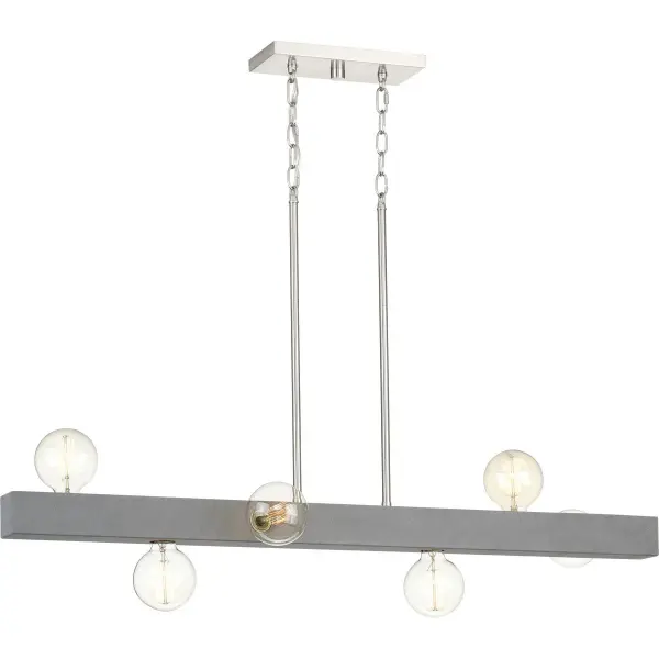 Mill Beam Six-Light Linear Island Chandelier