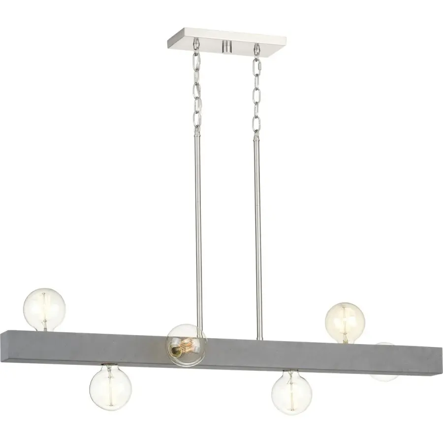 Mill Beam Six-Light Linear Island Chandelier