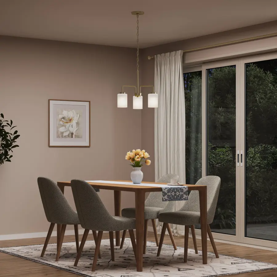 Merry Three-Light Etched Glass Chandelier - Image 8