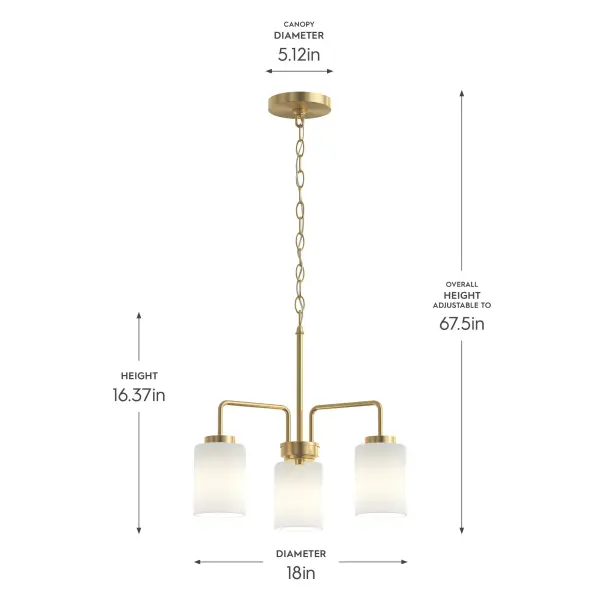 Merry Three-Light Etched Glass Chandelier - Image 9