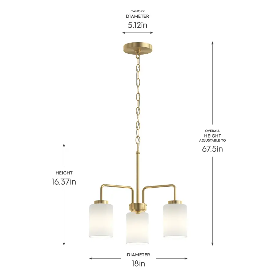 Merry Three-Light Etched Glass Chandelier - Image 9
