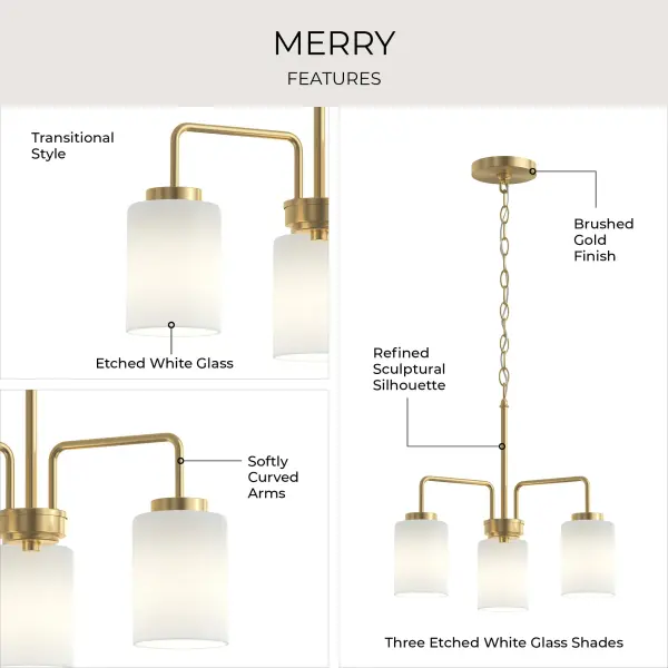 Merry Three-Light Etched Glass Chandelier - Image 10