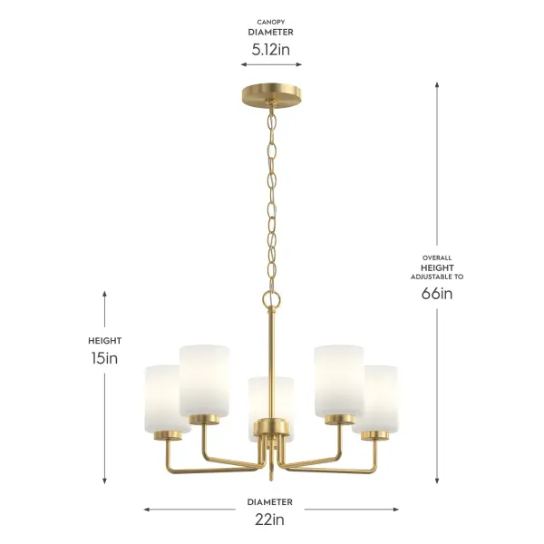 Merry Collection Five-Light Etched Glass Chandelier - Image 9
