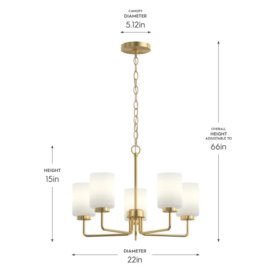 Merry Collection Five-Light Etched Glass Chandelier - Image 9