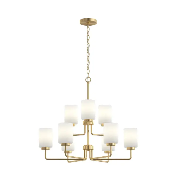Merry Collection Nine-Light Etched Glass Chandelier - Image 3
